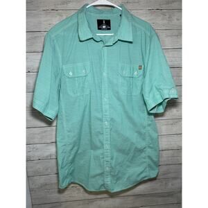 Jeans by Buffalo Short Sleeve Button Down Shirt Teal Color Mens Size XXL 2X